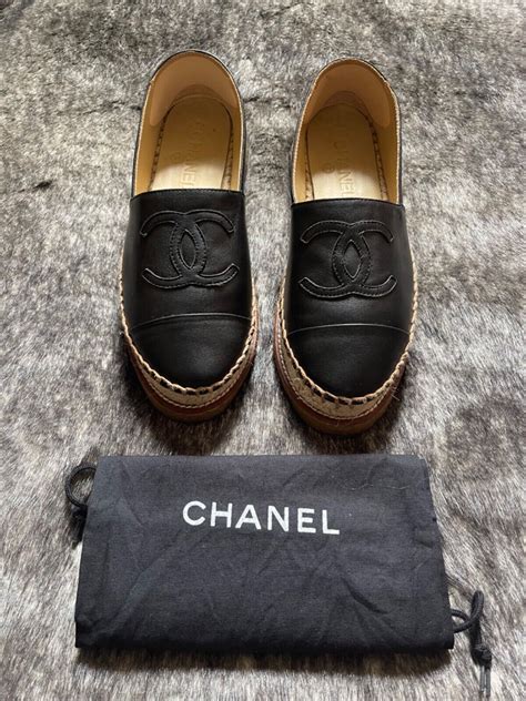 chanel espadrilles cream black|authentic chanel espadrilles for sale.